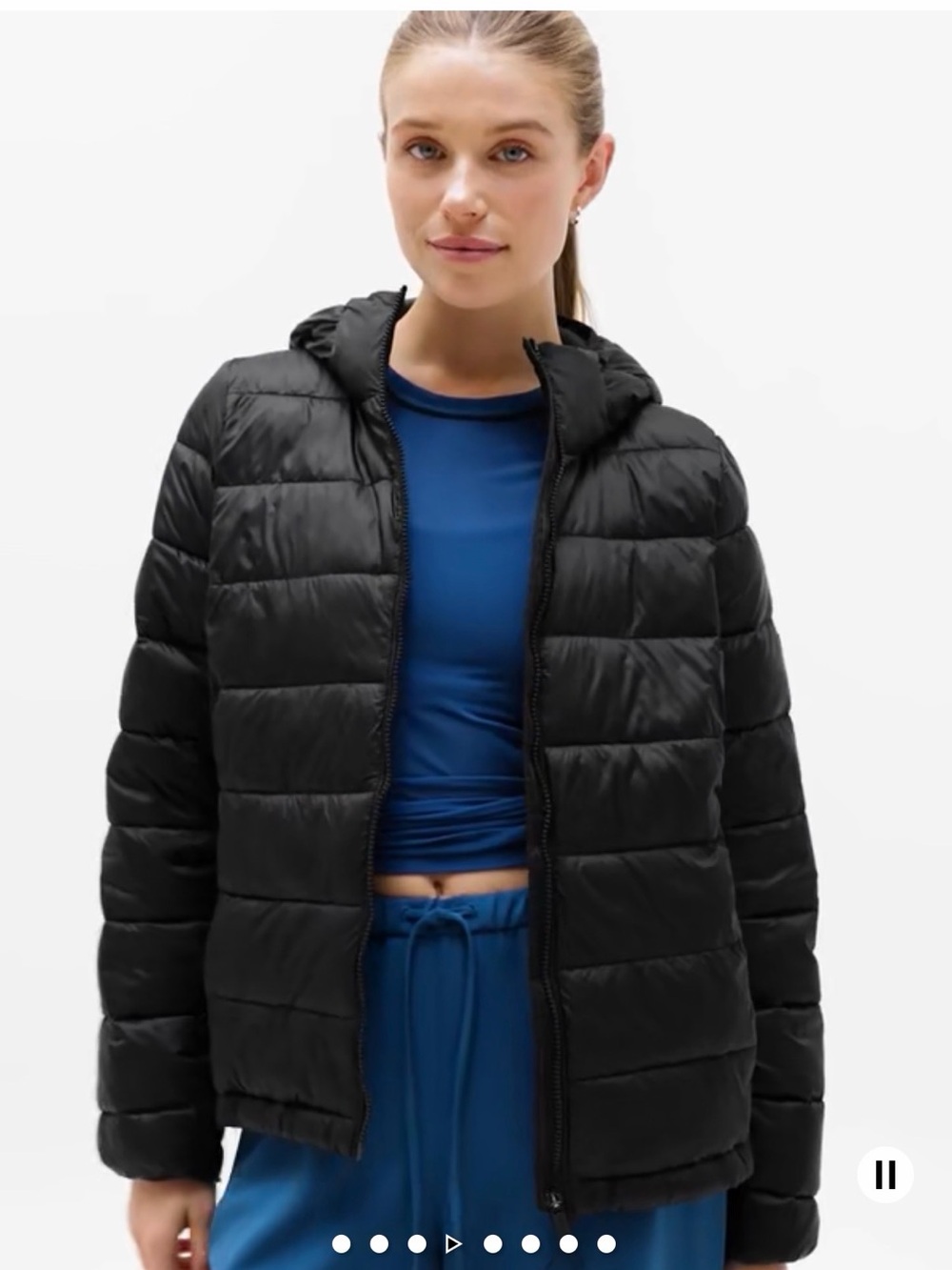 Athleta Women's S Black Hooded Aire Puffer Jacket